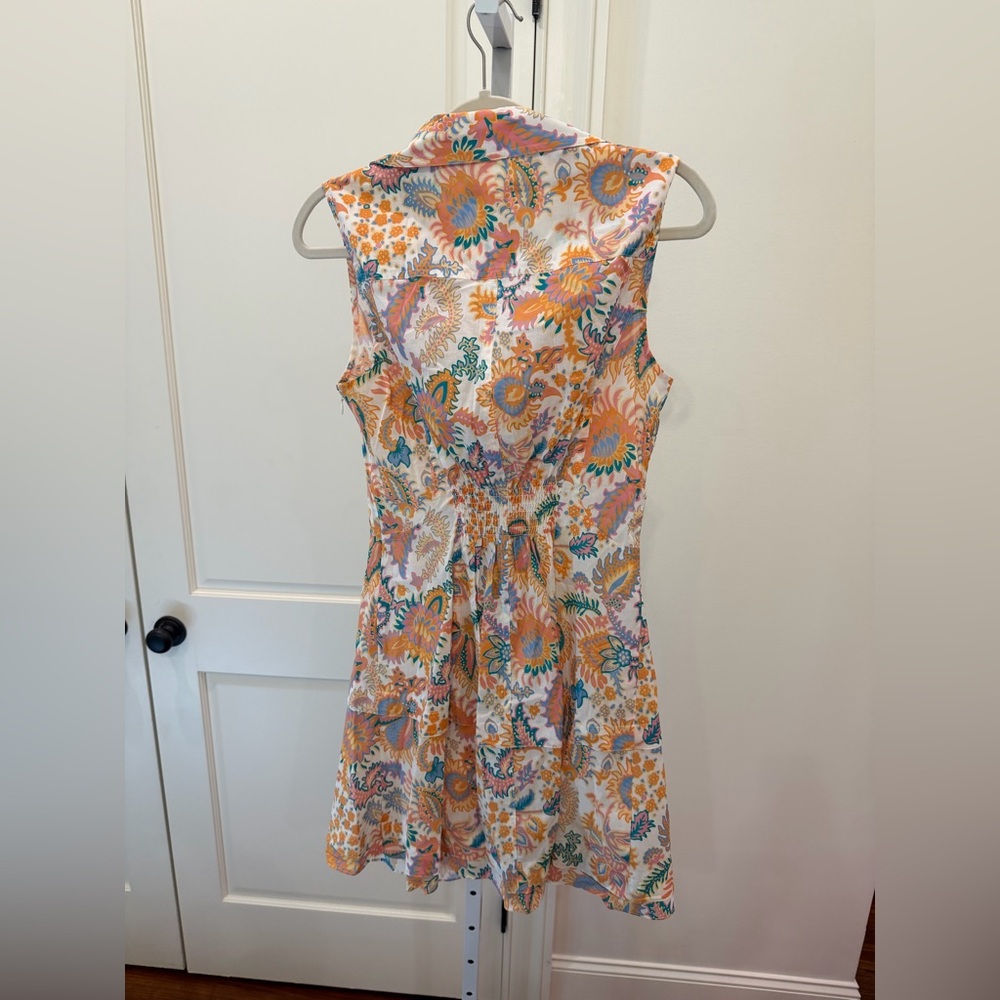 NWT Derek Lam 10 Crosby ‘Satina’ Sleeveless Shirt Dress in Orange Floral Paisley - Picture 6 of 7